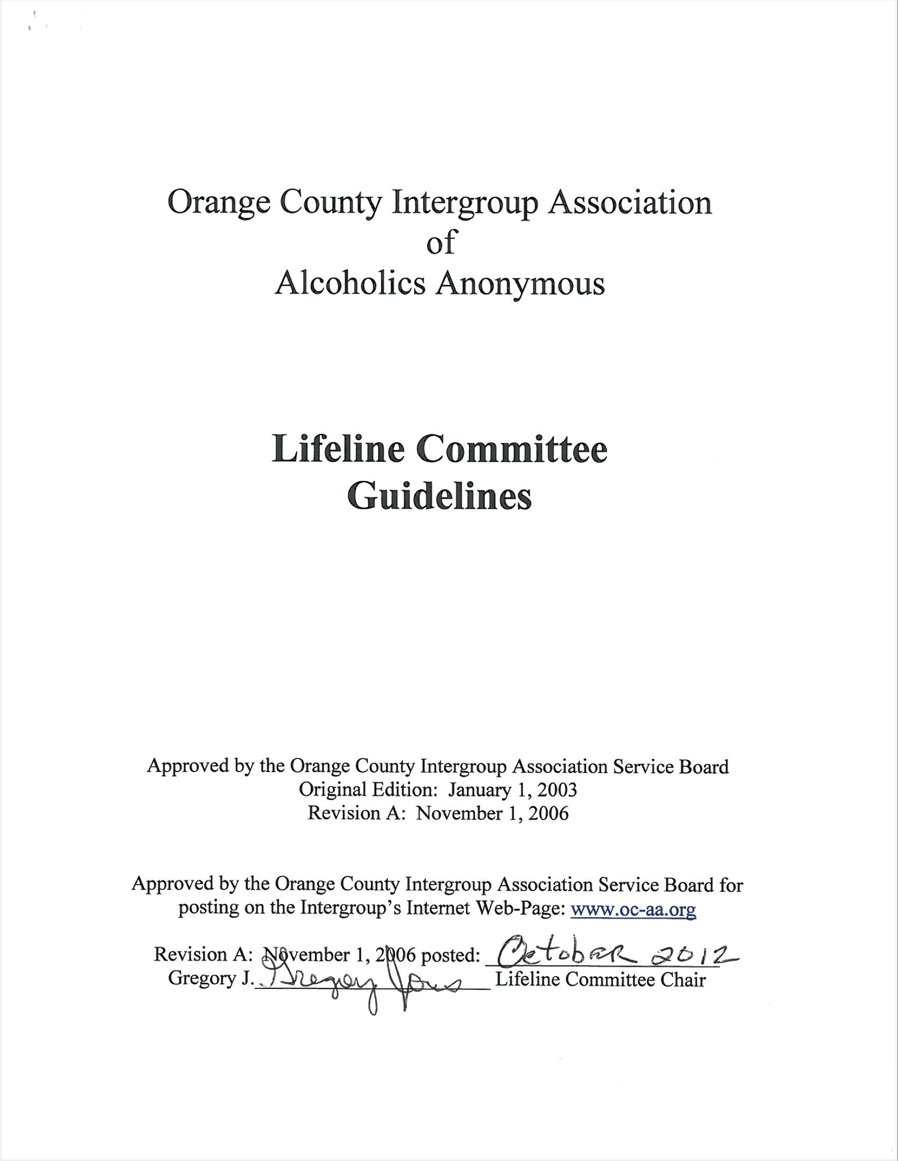 Committee Guidelines Alcoholics Anonymous® 1823